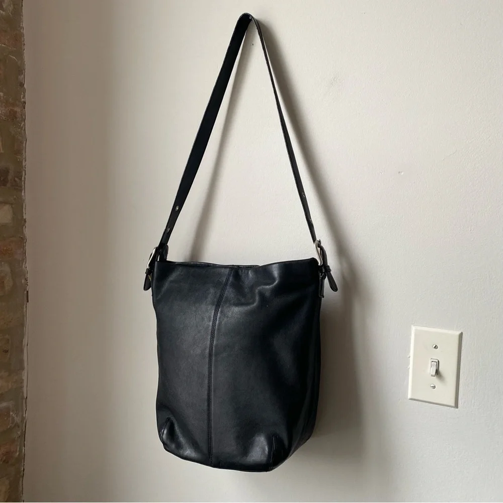 Black Leather Shoulder Bag Crossbody Bag real leather Eddie Bauer